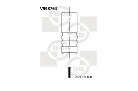 V998764 BGA  Клапан впуск. BMW 3(E46/E90)/5(E39/E60)/X3(E83) (M57/M47…) (26x6x100)