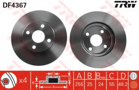 DF4367 TRW Гальмівний диск