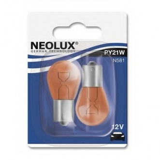 N581-02B NEOLUX Лампа допоміжн. освітлення РY21W 12V 21W ВАU15s (blister 2шт) (вир-во Neolux)