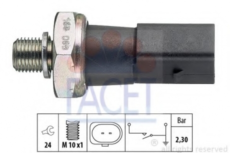 7.0190 Facet  Датчик давления масла Audi A4, A6, A8 VW Touareg 2.7TDI/3.0TDI/4.2TDI 07- (7.0190) FACET