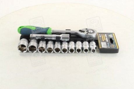 ARM-B0001 Armer Набор головок с трещеткой и удленителем, 13 ед., квадрат 1/2, на пластиковом держателе <ARMER>