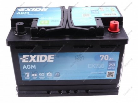 EK700 Exide Аккумулятор 70Ah-12v Exide AGM (278х175х190),R,EN760