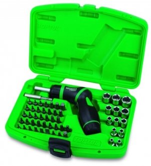 Набор головок торцевых и бит 1/4" с трещоточной отверткой пистолетного типа (TOPTUL) GAAI5401