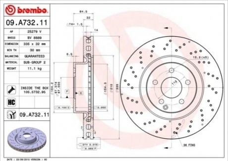 09.A732.11 Brembo Тормозной диск