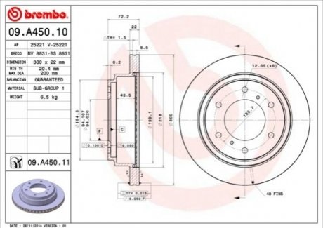 09.A450.11 Brembo Гальмівний диск