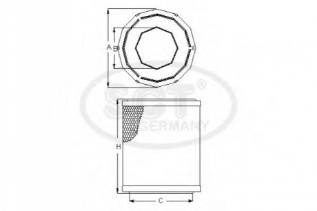 SB 2274 SCT  Фильтр воздушный CITROEN Jumper III (Relay III) 2.2 HDi (06-) (SB 2274) SCT