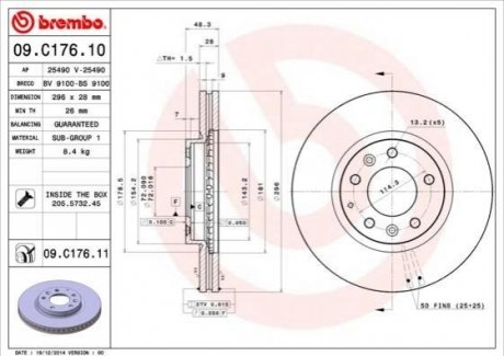 09.C176.11 Brembo Гальмівний диск