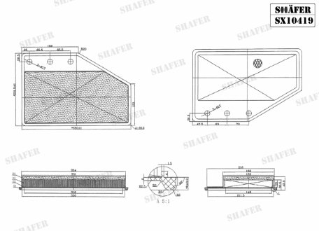 SX10419 Shafer Фильтр воздушный Opel Insignia B 1.6D/2.0/2.0D (17-)/Chevrolet Malibu 2.0 (16-21) (с металлической сеткой и предфильтром), (USA) (SX10419) SHAFER