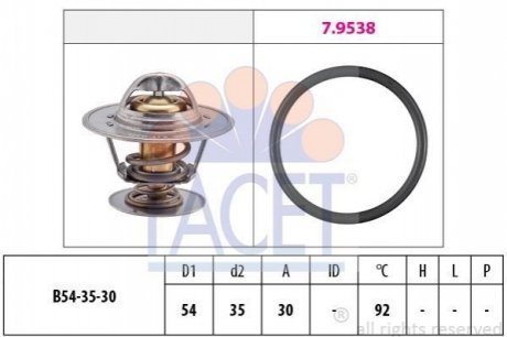 7.8279 Facet  Термостат Opel Omega A/Ascona B/Ford Scorpio/Volvo S60/S70/V70 2.0-3.0 i/D -98 (92 C) (7.8279) FACET