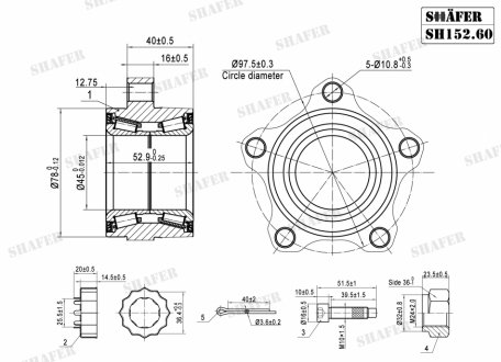 SH152.60K Shafer Підшипник передній Ford Transit, 00-06, (45x53x78), монт. ккт.+