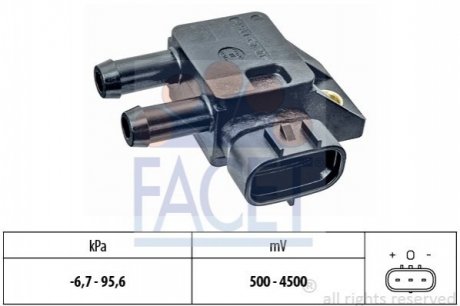 10.3308 Facet  Датчик давления выхлопных газов Toyota AURIS II 1.4 D-4D (NDE180_) (12-18) (10.3308) FACET