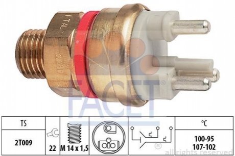 7.5637 Facet  Датчик включения вентилятора Mercedes Benz W124/201 M102/OM601 82-> (7.5637) FACET