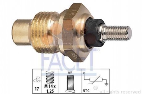 7.3003 Facet  Датчик температуры охолоджуваної рідини Fiat Ducato 1.8-2.0 i 82-> (7.3003) FACET