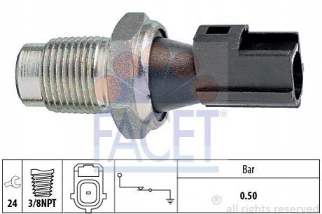 7.0148 Facet  Датчик тиску оливи (0,5bar/1 конт/чорний) MONDEO 2.2-3.0 00-07