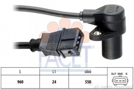 9.0087 Facet  Датчик колінвала BMW 3(E36), 5(E34) 1.6/1.8/1.8LPG 89-00