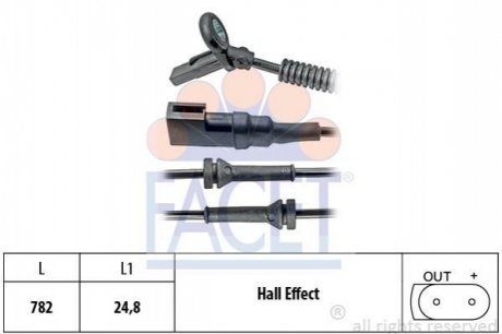 21.0024 Facet  Датчик ABS Ford FIESTA V 1.25-2.0ST 01- передній Л/Пр (21.0024) FACET