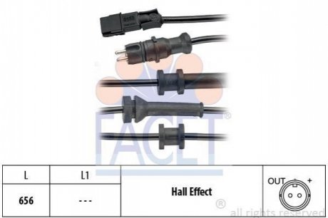 21.0153 Facet  Датчик ABS Renault Laguna 01- зад Л/Пр (603 mm) (21.0153) FACET