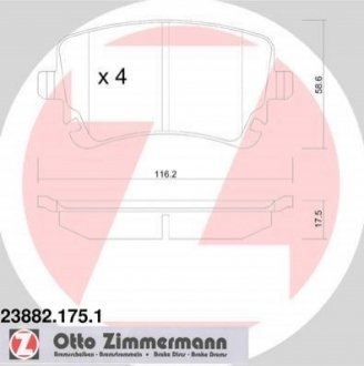 23882.175.1 Otto Zimmermann GmbH Колодки гальмівні дискові