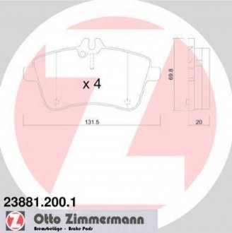 23881.200.1 Otto Zimmermann GmbH Колодки гальмівні дискові