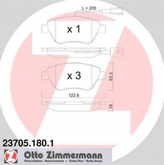 23705.180.1 Otto Zimmermann GmbH Колодки гальмівні дискові