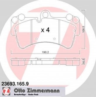 23693.165.9 Otto Zimmermann GmbH Колодки гальмівні дискові