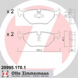 20995.170.1 Otto Zimmermann GmbH Колодки гальмівні дискові