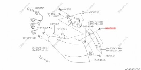 909140012 SUBARU Кліпса ліхтаря заднього