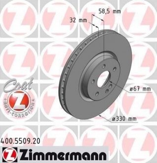 400.5509.20 Otto Zimmermann GmbH Диск тормозной передний