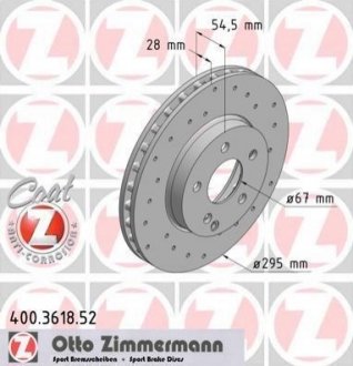 400.3618.52 Otto Zimmermann GmbH Диск гальмівний