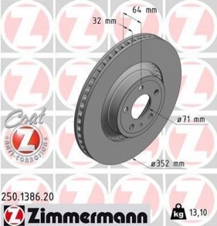 250.1386.20 Otto Zimmermann GmbH Диск гальмівний