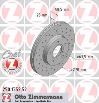 250.1352.52 Otto Zimmermann GmbH Диск гальмівний