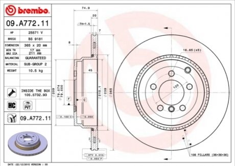 09.A772.11 Brembo Диск гальмівний