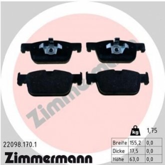 22098.170.1 Otto Zimmermann GmbH Колодки тормозные