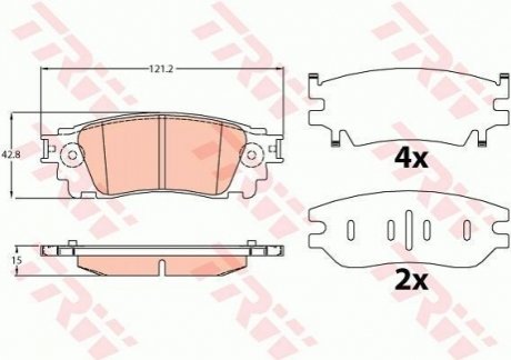 GDB4459 TRW Комплект гальмівних колодок з 4 шт. дисків