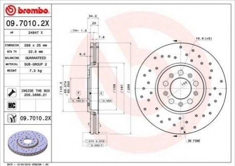 09.7010.2X Brembo Диск гальмівний