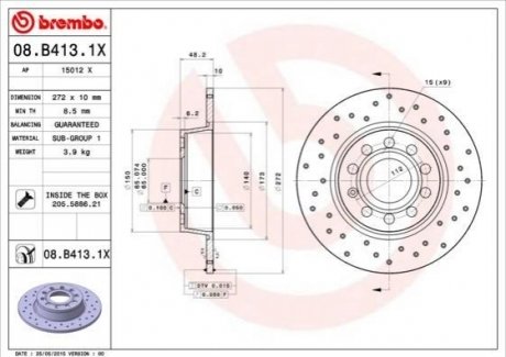 08.B413.1X Brembo Гальмівний диск