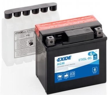 ETX5L-BS Exide Акумулятор 4Ah-12v Exide AGM (113х70х105), R, EN70