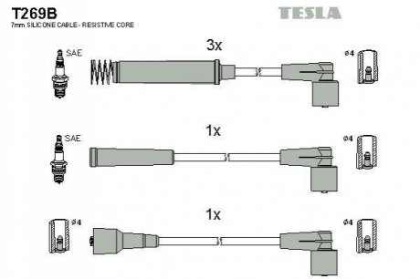 T269B TESLA  Комплект кабелів високовольтних