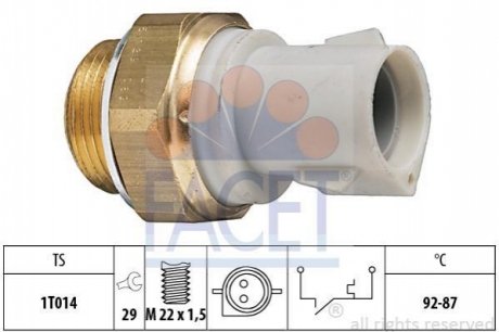 7.5129 Facet  Датчик включения вентилятора Escort/Fiesta/Mondeo/Orion/Sierra 1.1-1.8 84-02 (7.5129) FACET