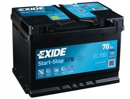 EL700 Exide Акумулятор 70Ah-12v Exide EFB (278х175х190), R, EN760