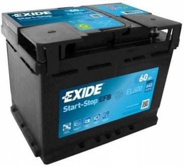 EL600 Exide АКБ 6СТ-60 R+ (пт640) (необслуж) EFB Exide (Start/Stop)