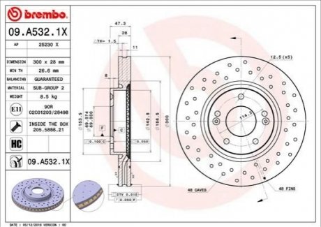 09.A532.1X Brembo Диск гальмівний