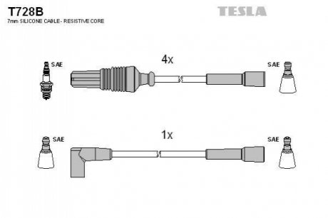 T728B TESLA  Комплект кабелiв запалювання