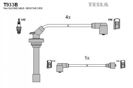 T933B TESLA  Комплект кабелiв запалювання