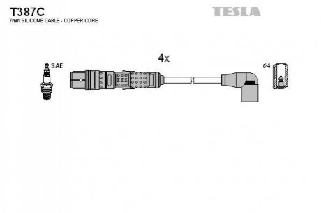 T387C TESLA  Комплект кабелiв запалювання