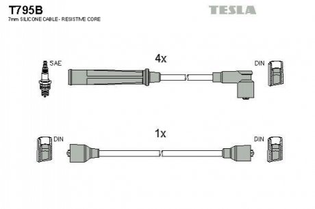 T795B TESLA  Комплект кабелiв запалювання