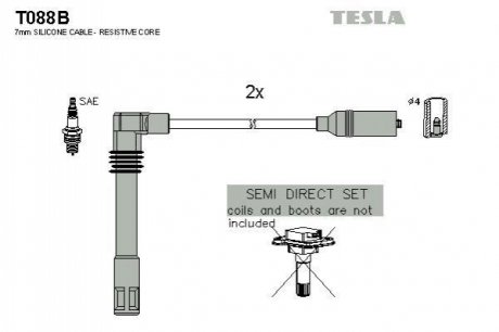 T088B TESLA  Комплект кабелiв запалювання