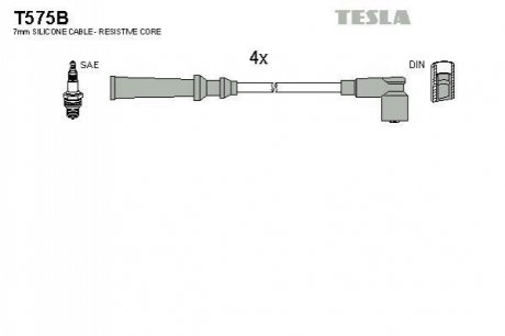 T575B TESLA  Комплект кабелiв запалювання