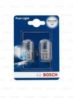 1 987 301 079 Bosch Лампа розжарювання W21/5W 12V W3x16q PURE LIGHT (blister 2шт) (вир-во Bosch)