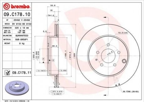 09.C178.11 Brembo Гальмівний диск